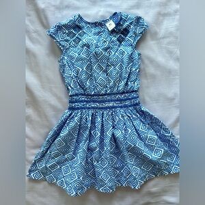 Carters Girls Blue Geometric Smocked Waist Dress